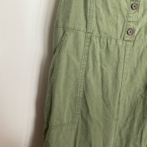 Old Navy Sage Green Linen Blend Wide Leg Jumpsuit Smocked Back XL - Picture 5 of 6